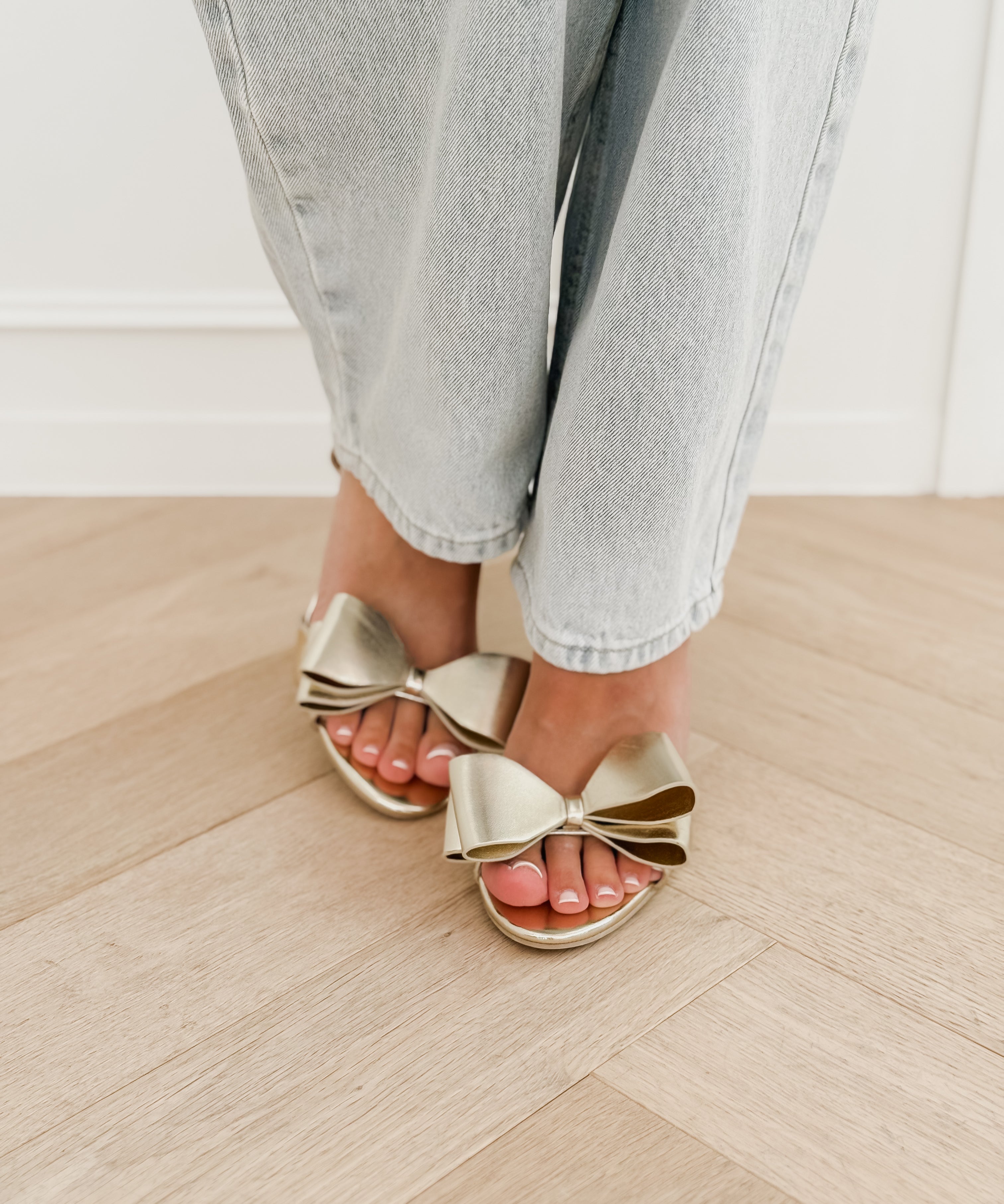 Golden Stefanie Bow Heels