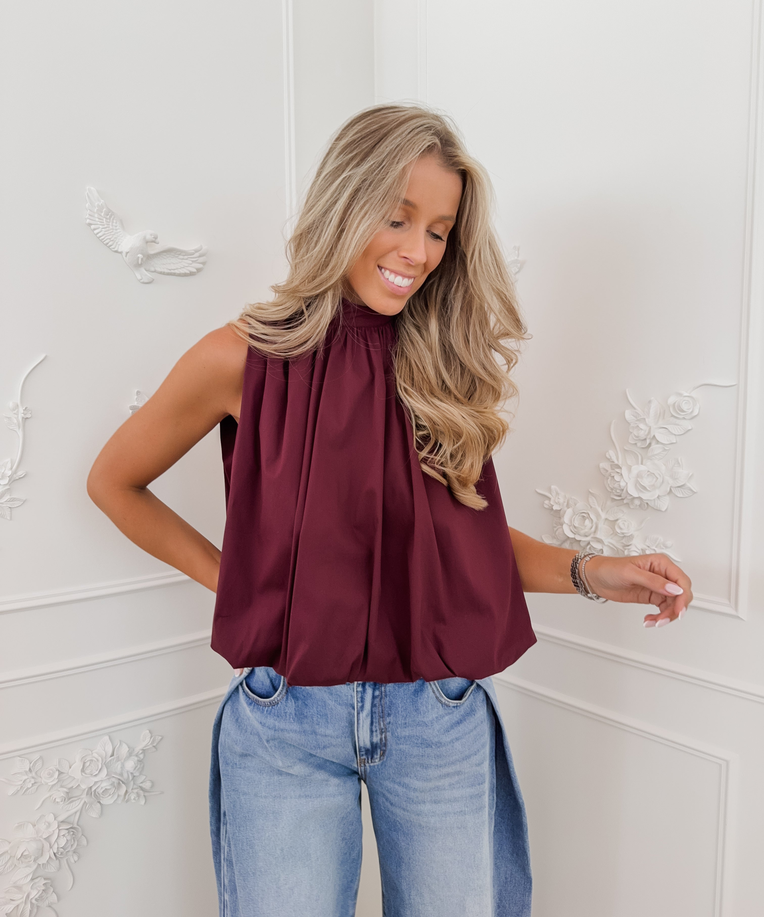 Bordeaux Open Back Leah Top