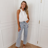 Blue Maeve Flower Bedazzled Jeans