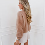 Camel Mohair Diamond Button Cardigan