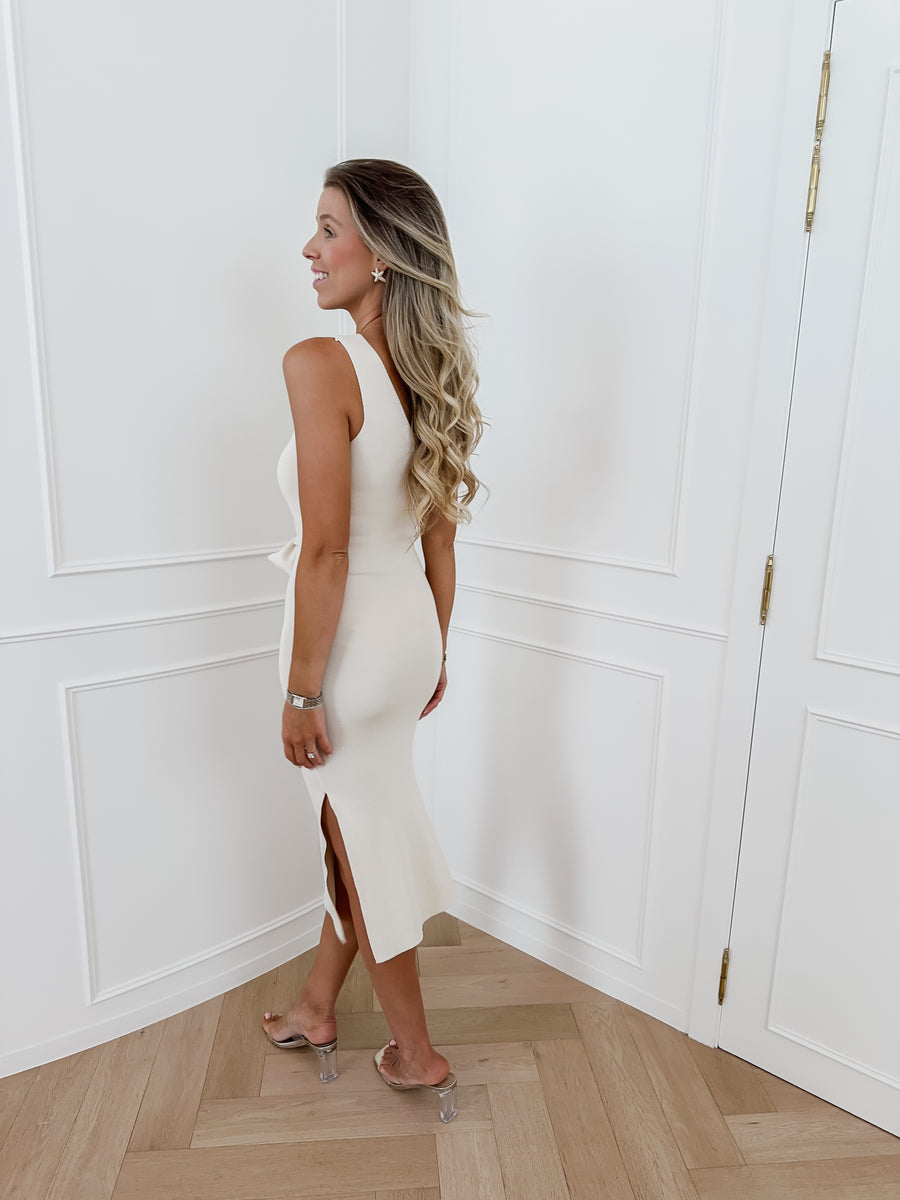 Beige Sleeveless Stretch Dress
