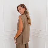 Earth Green Erica Sleeveless Blazer