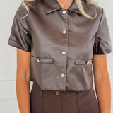 Brown Leather Blouse