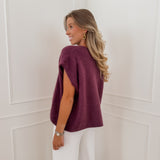 Aubergine Diamond Button SHORT SLEEVE Gilet