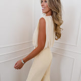 Soft Yellow Emmarie Button Sleeveless Jumpsuit