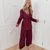 Burgundy Aiden Belt Blazer