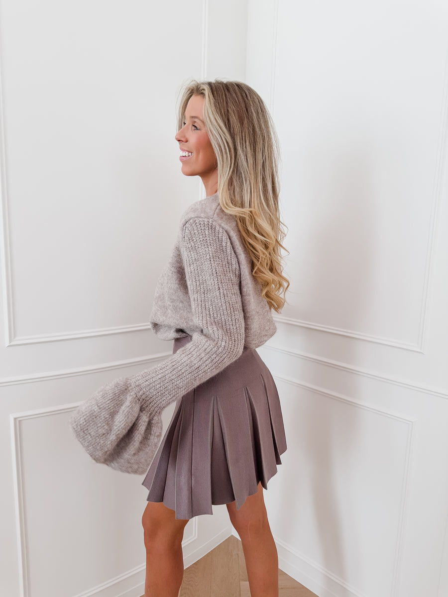 Taupe Lizette Pearl Button Cardigan