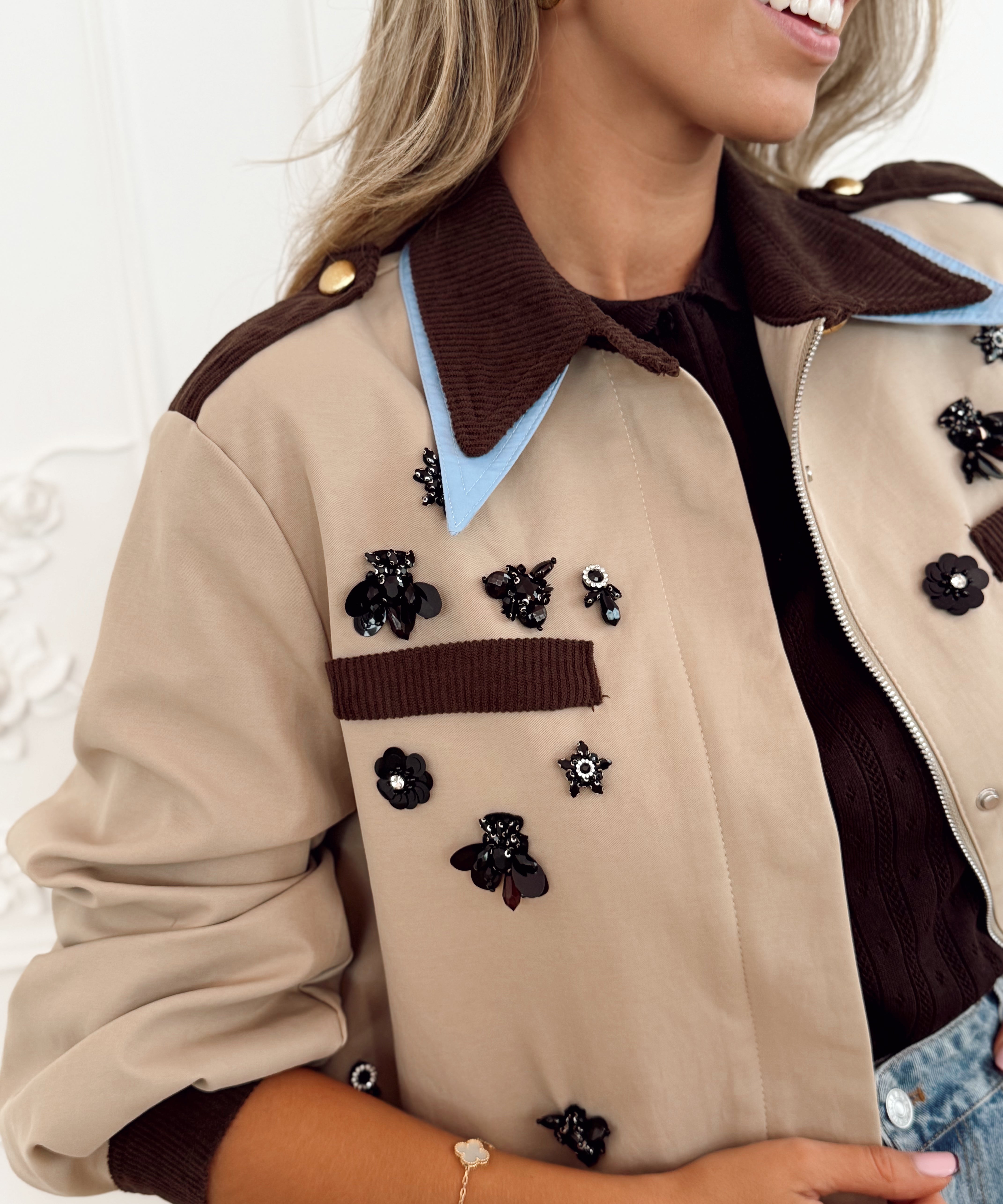 PRE ORDER Beige Brown Black Flower Gulietta  Jacket