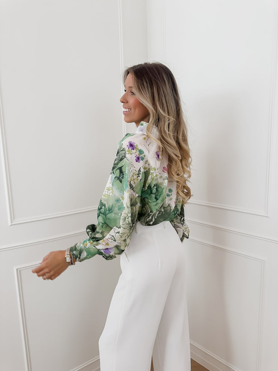 Green Botanic Collar BLOUSE