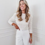 Cream Sequin Bow Blouse