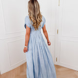 Blue Fiera Long Glossy Dress