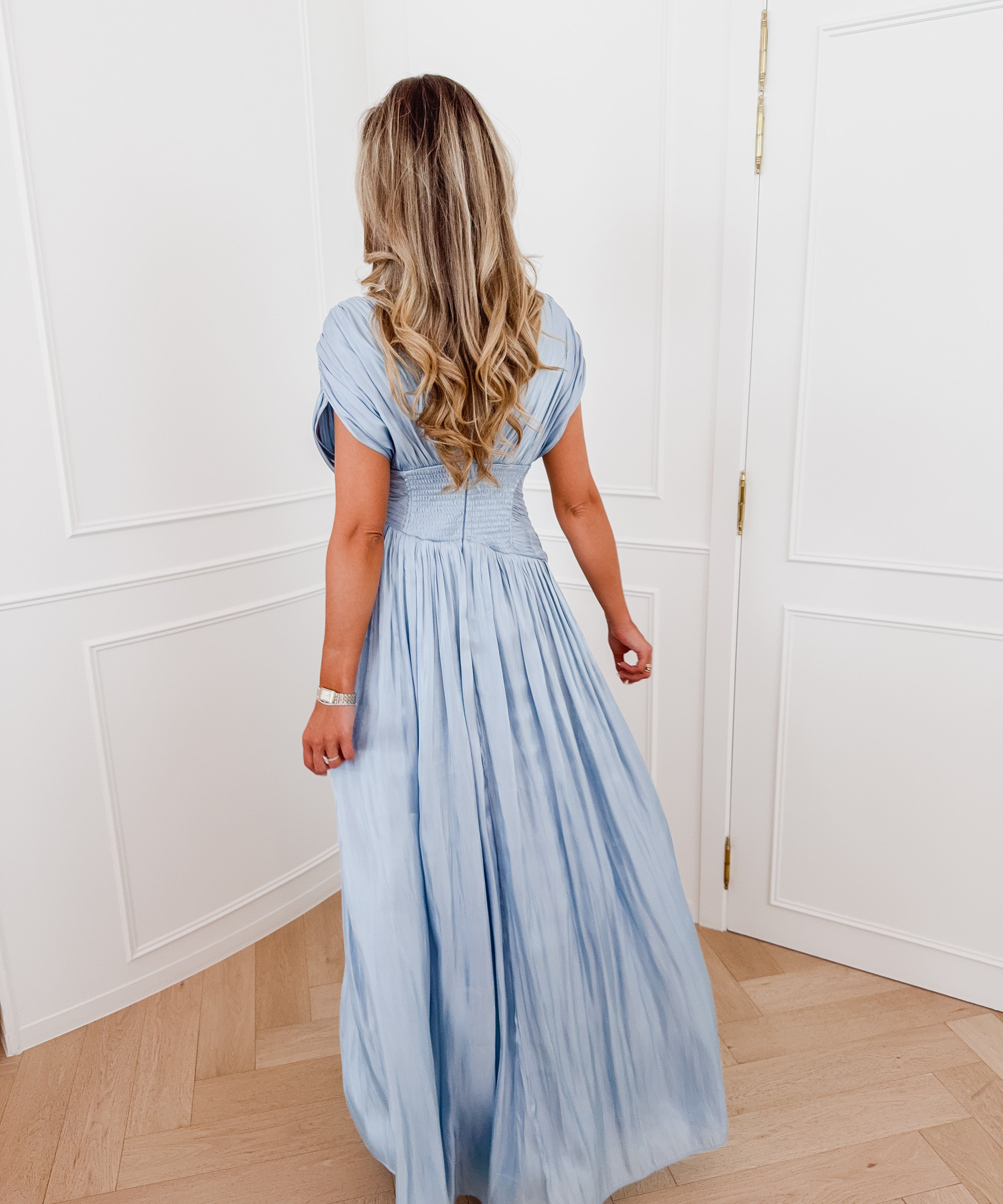 Blue Fiera Long Glossy Dress