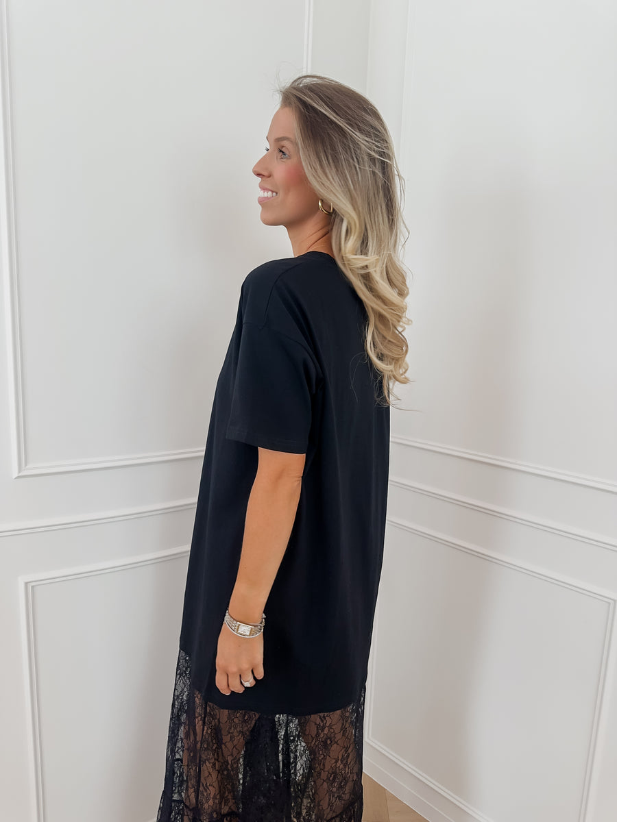 Black Shirt Lace Dress