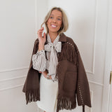 Taupe Mariana Striped Blouse
