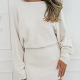 Cream Cassandra Long Sleeve Dress