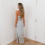 Turquoise Francine Floral Strap Corset Dress