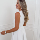 White Cilia Collar Broderie Trim Dress
