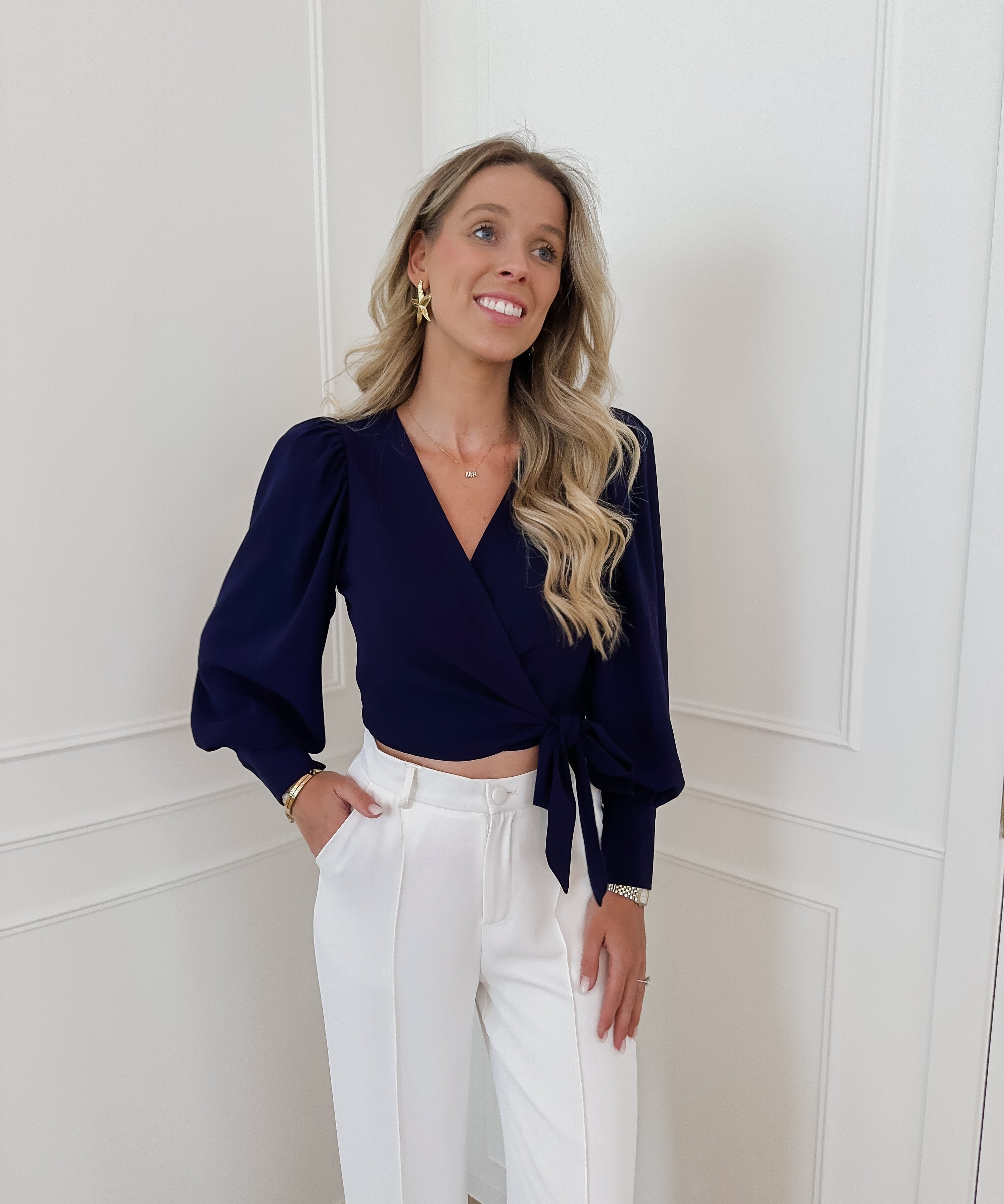 Navy Ellis Cache Coeur Blouse