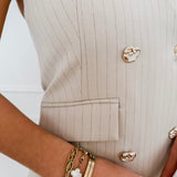 Beige Halterneck Pocket Dress