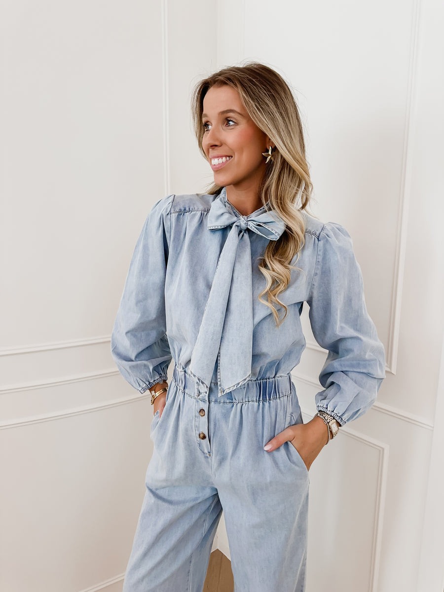 Jeans Long Sleeve Jumpsuit