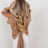 Camel Open Sleeve Blouse