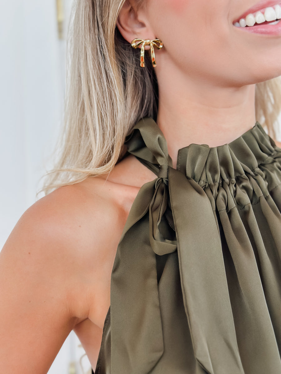 Kaki Alexandra Halterneck Top