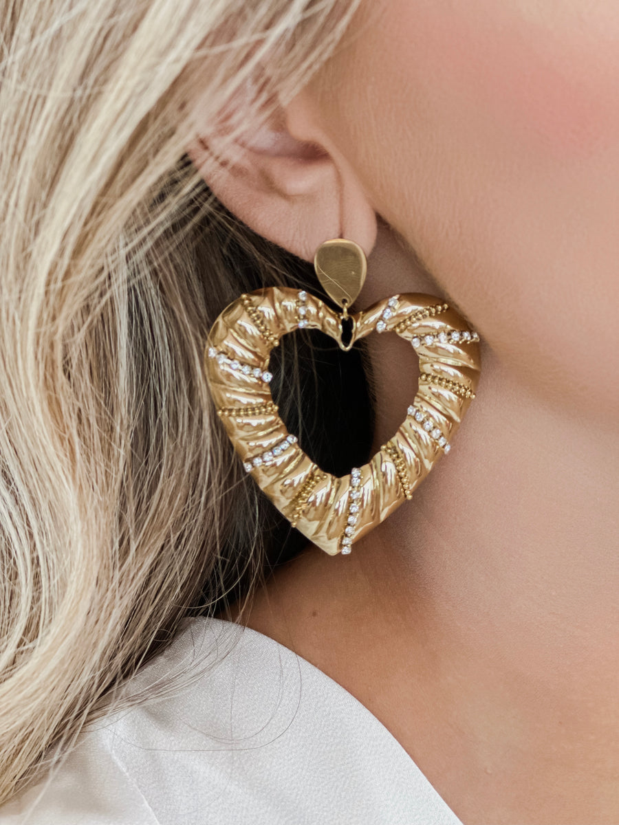 Golden Big Heart Earrings