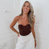 Brown Velvet Giovanna Bandeau Top
