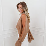 Camel Open Sleeve Blouse