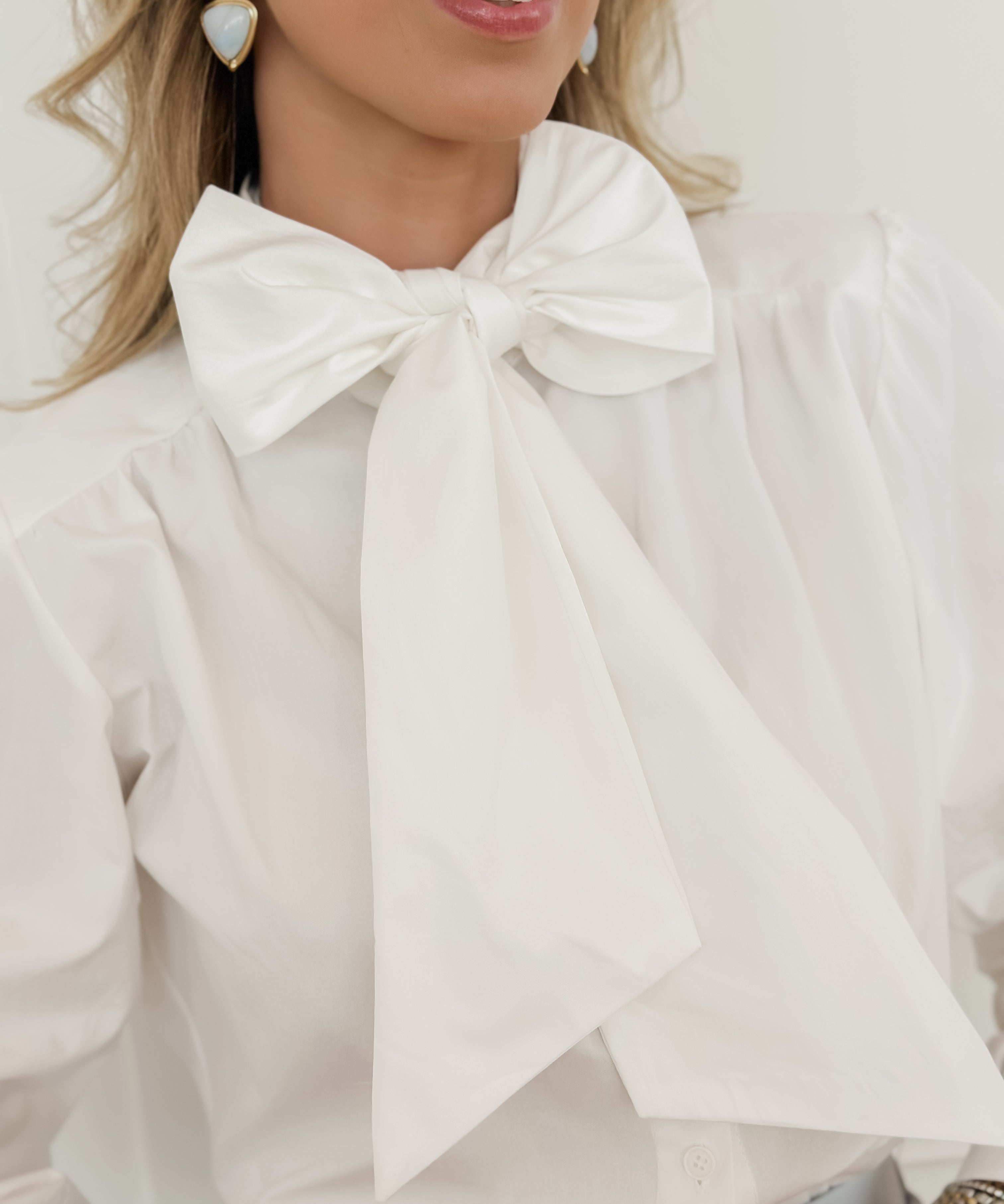 White Classic Bow Blouse