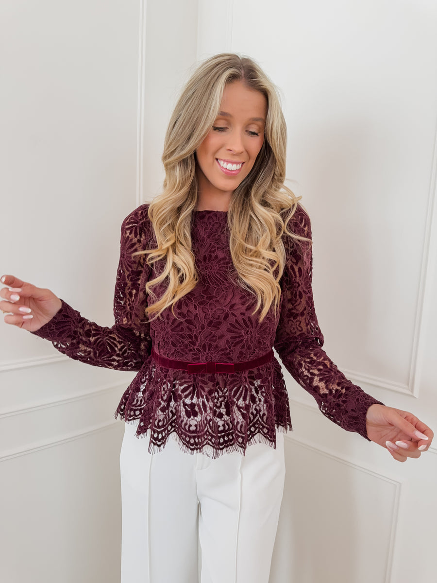 Burgundy Eleanor Lace Blouse
