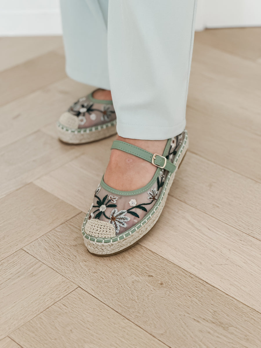 Green Flower Sandals