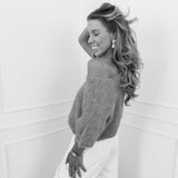 Purple One Off Shoulder Halterneck Sweater