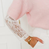 Pink Lace Long Sleeve Sweater