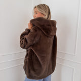 Dark Brown Gaelle Faux Fur Coat