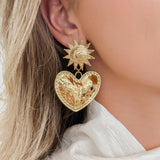 Golden Sun Heart Earrings