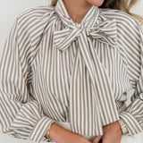 Taupe Mariana Striped Blouse