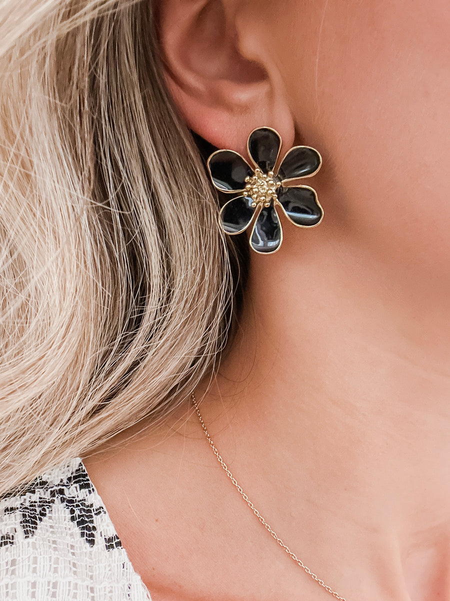 Black Flower Earrings