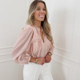 Soft Pink V-Neck Blouse