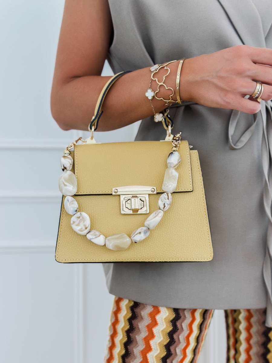 Ocher Yellow Stone Chain Bag