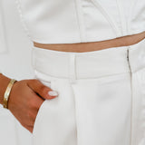 Off White Satin Lotte Trouser