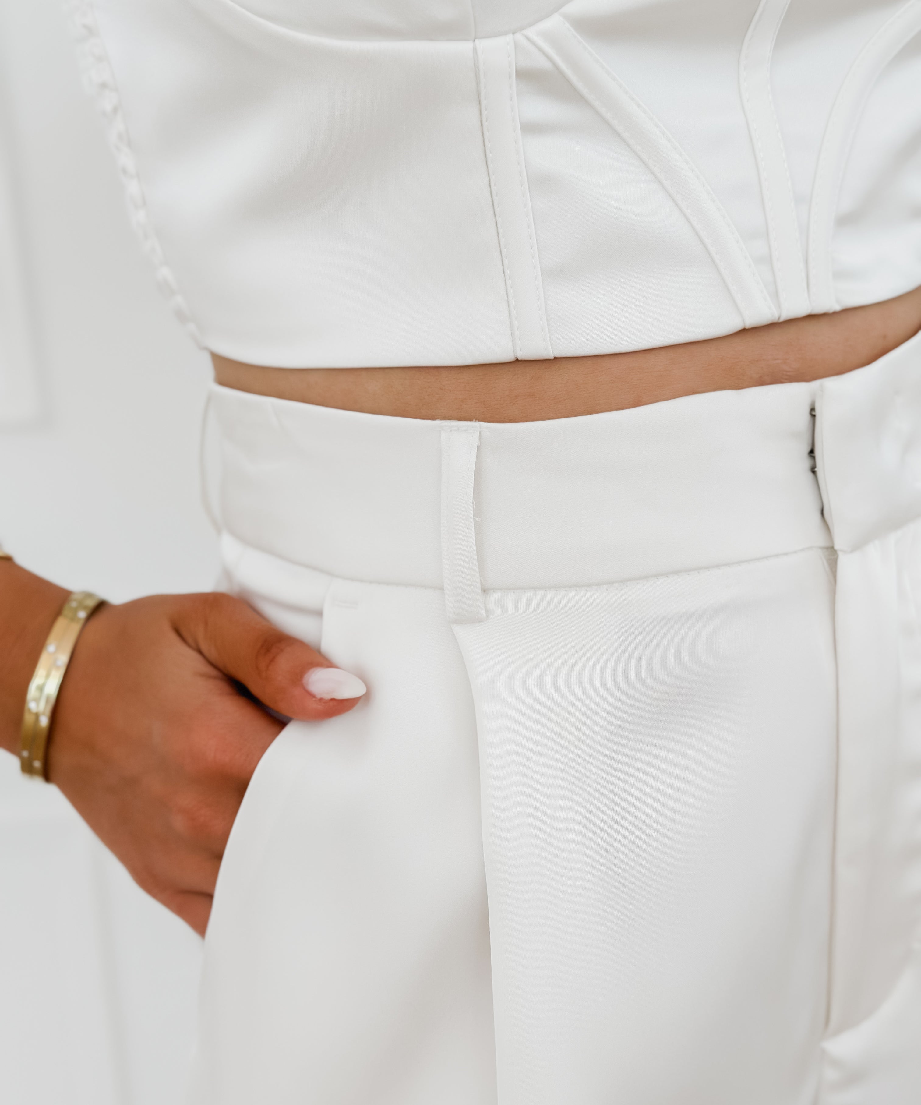 Off White Satin Lotte Trouser