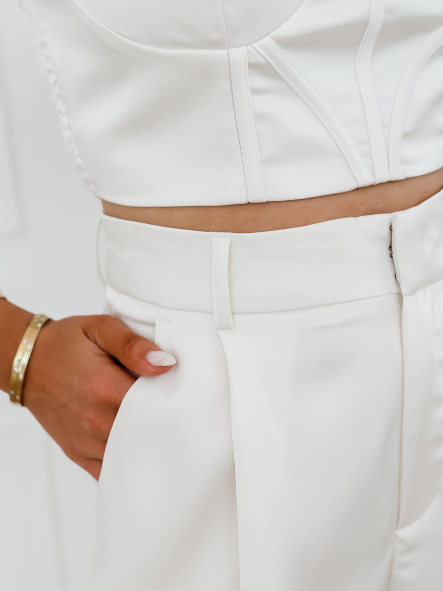 Off White Satin Lotte Trouser