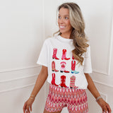 White Pink Cowboy Boots T-Shirt