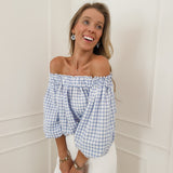 White Blue Sabrina Blouse