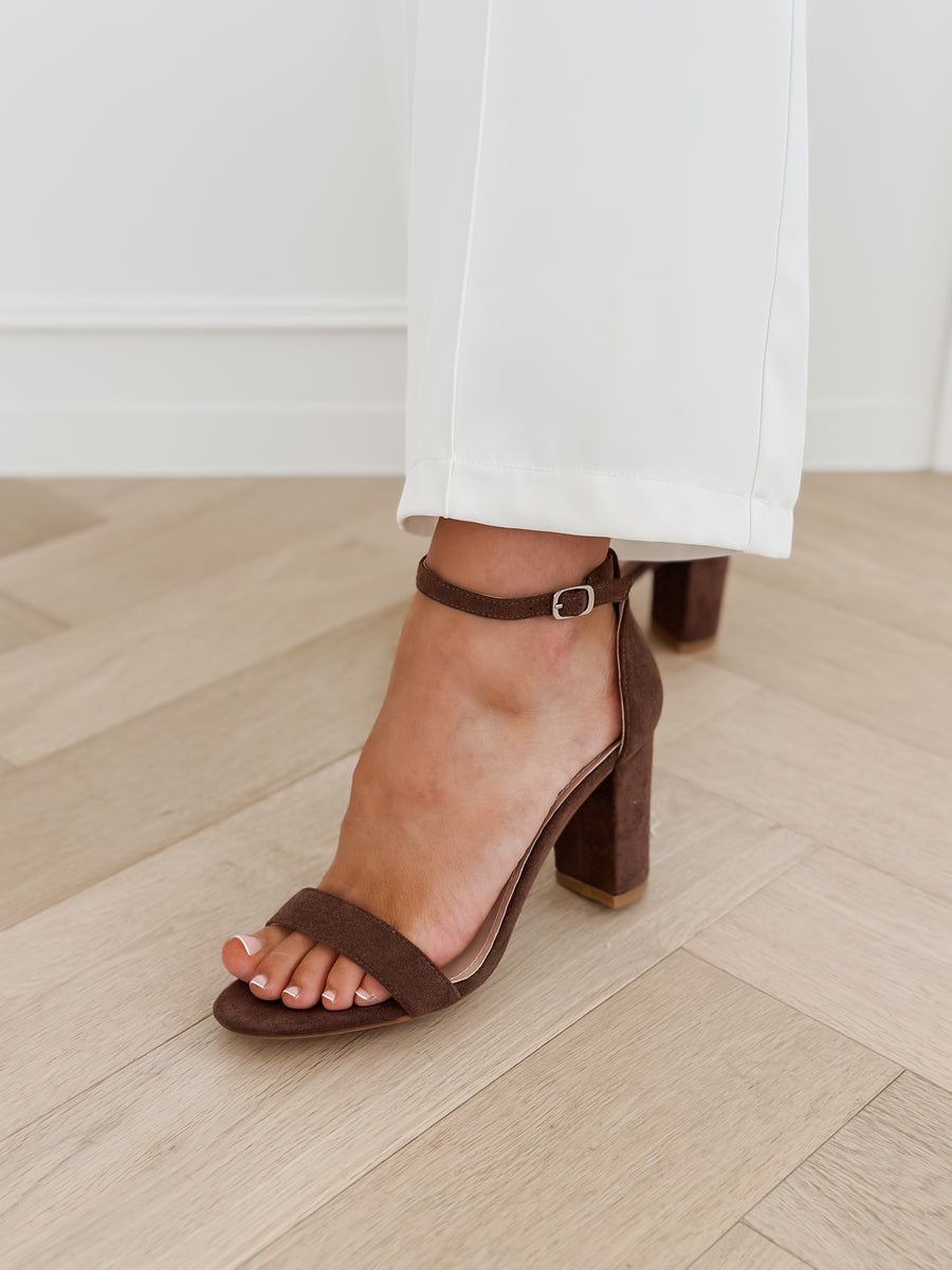 Brown Suede Block Heels