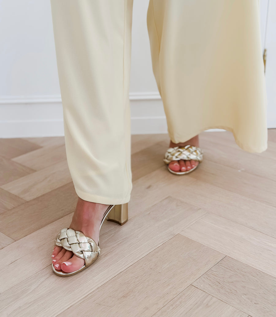 Golden Braided Heels