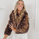 Brown Deer Print Fileine Jacket