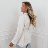 Beige Linen Long Sleeve Blazer