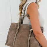 Dark Taupe Celeste Suede Bag